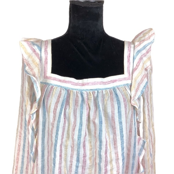 CHAPS STRIPED RUFFLES BLOUSE - Picture 3 of 9
